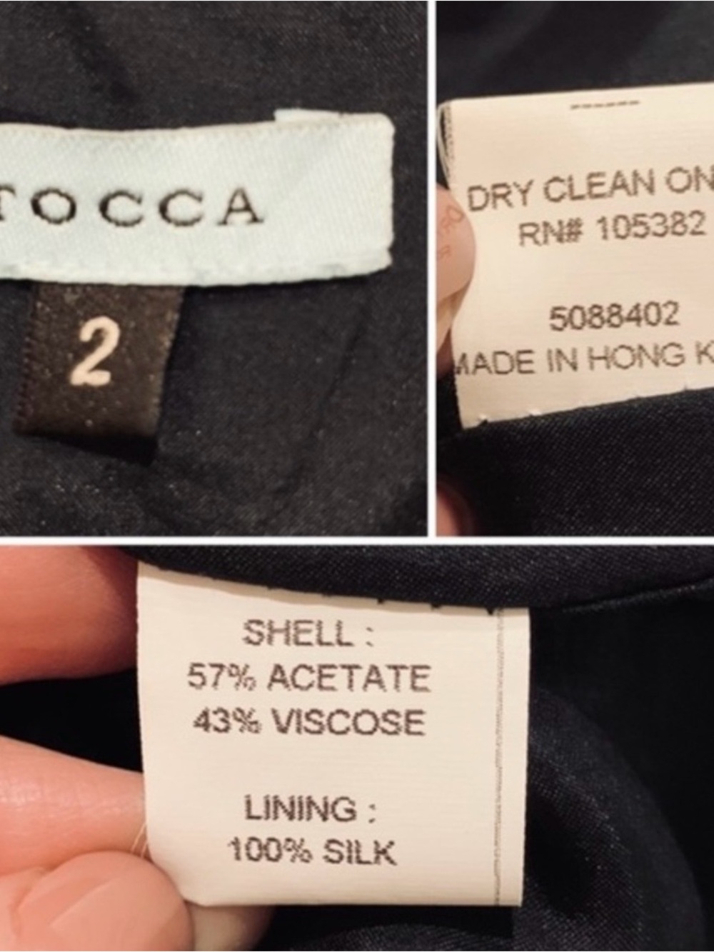 Tocca Black Silk Scaled and Scallop & Crystal  Skirt Knee Length Size 2 - Picture 6 of 8